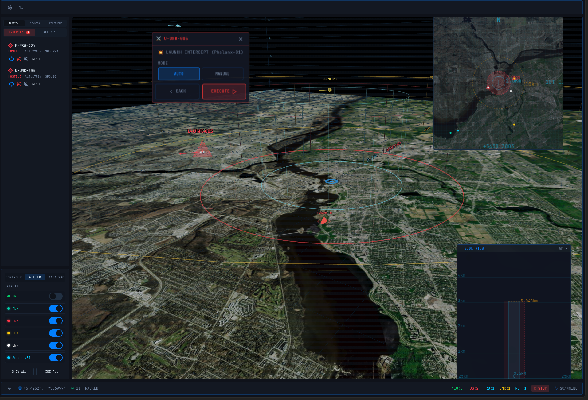 AEGIS battlemap launch intercept dialog cueing interceptor in auto mode